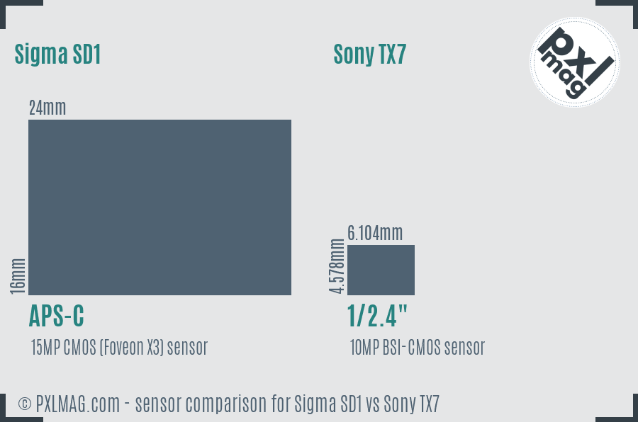 Sigma SD1 vs Sony TX7 sensor size comparison