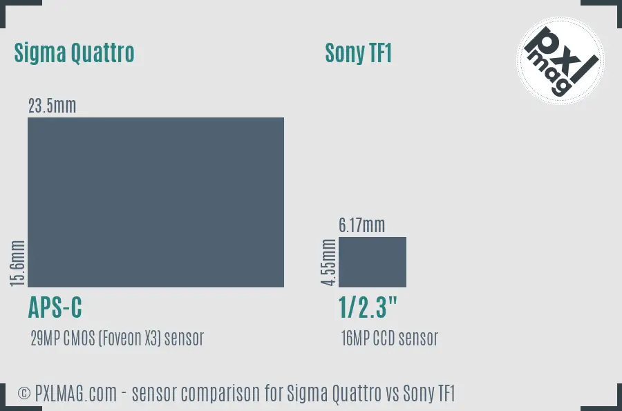 Sigma Quattro vs Sony TF1 sensor size comparison