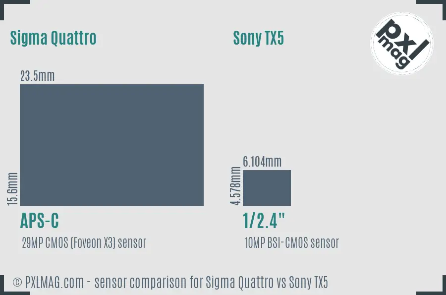 Sigma Quattro vs Sony TX5 sensor size comparison