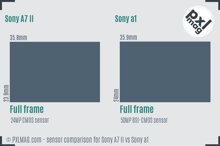 Sony A7 II vs Sony a1 sensor size comparison