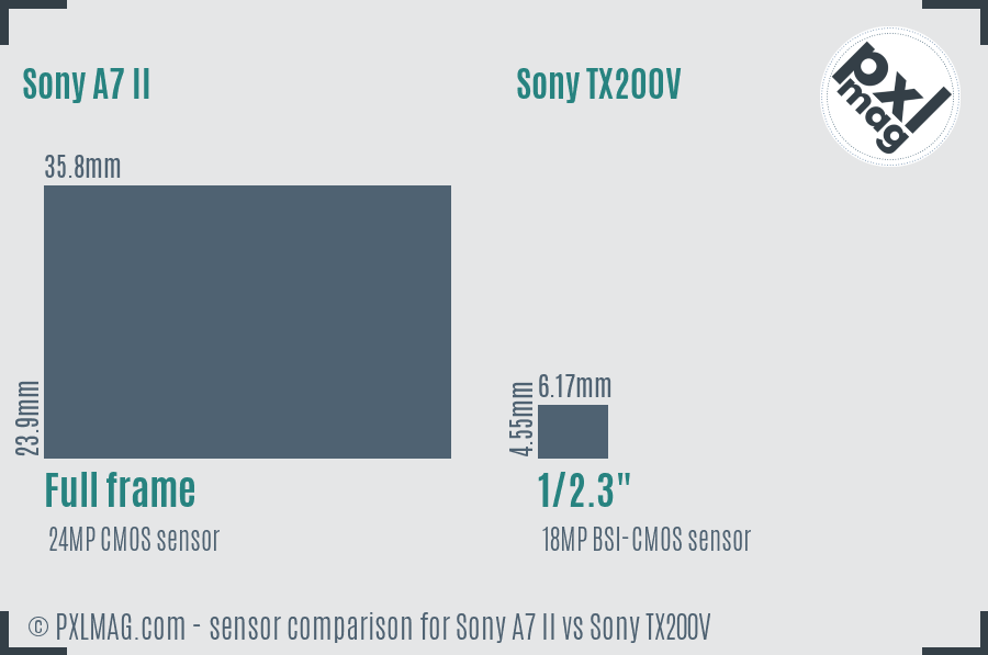 Sony A7 II vs Sony TX200V sensor size comparison