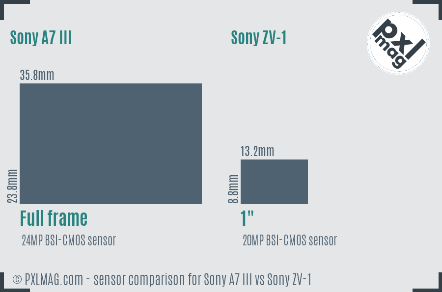 Sony A7 III vs Sony ZV-1 sensor size comparison