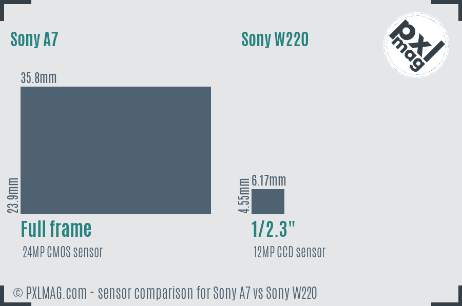 Sony A7 vs Sony W220 sensor size comparison