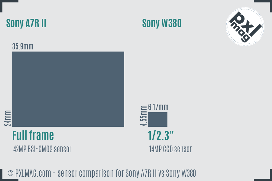 Sony A7R II vs Sony W380 sensor size comparison