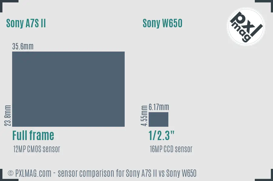 Sony A7S II vs Sony W650 sensor size comparison