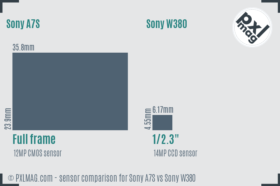 Sony A7S vs Sony W380 sensor size comparison