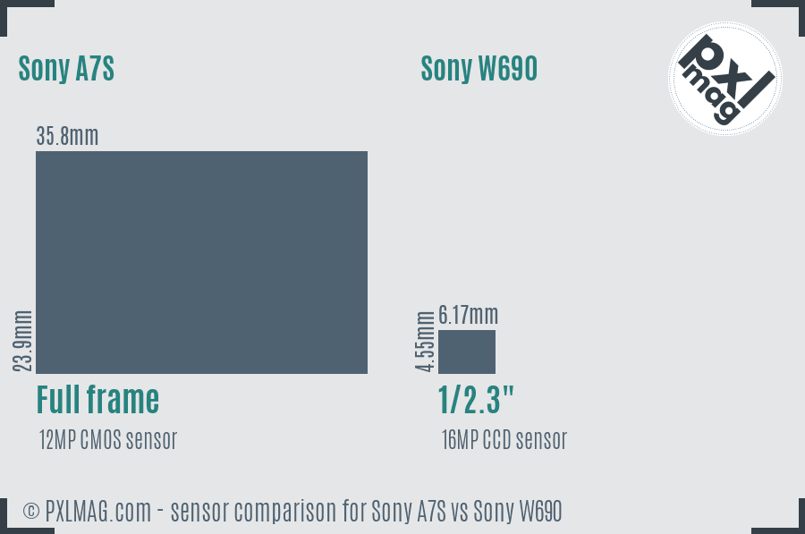 Sony A7S vs Sony W690 sensor size comparison