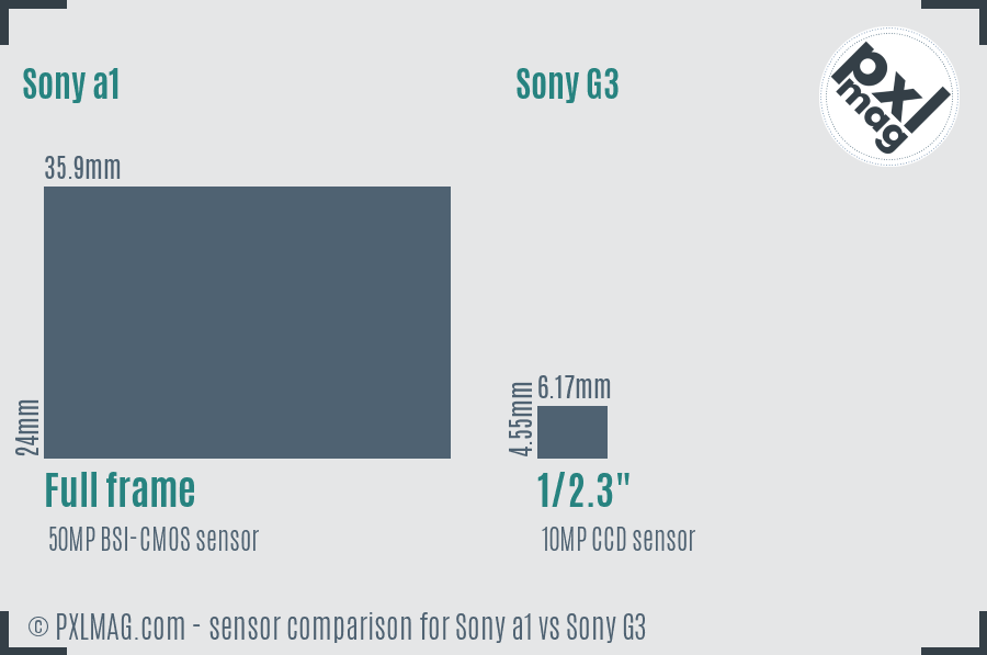 Sony a1 vs Sony G3 sensor size comparison