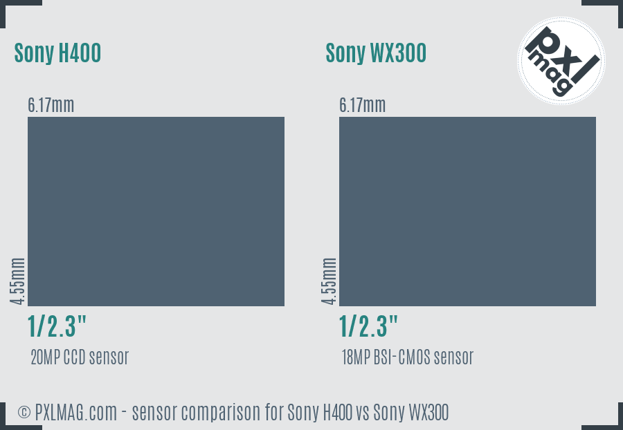 Sony H400 vs Sony WX300 sensor size comparison