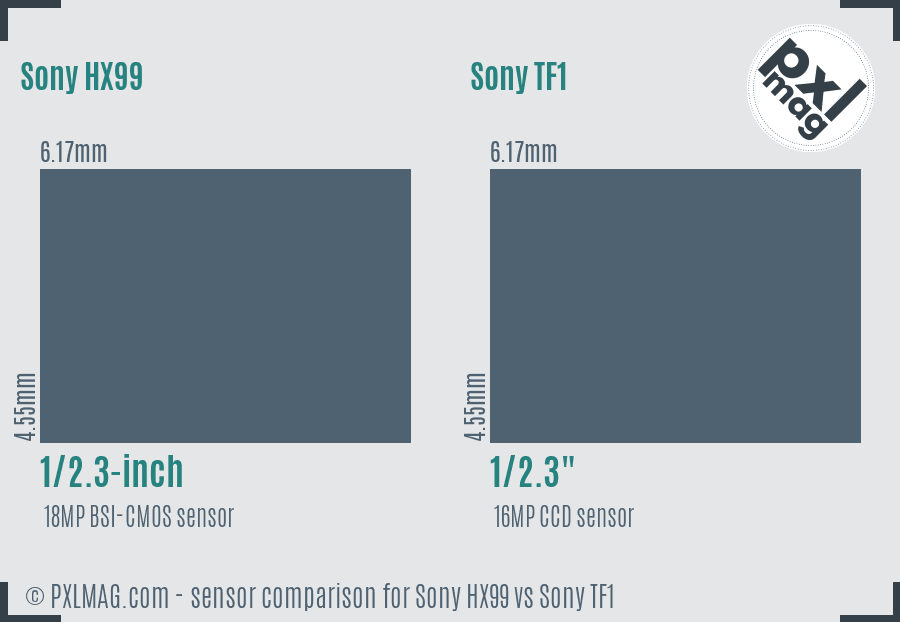 Sony HX99 vs Sony TF1 sensor size comparison
