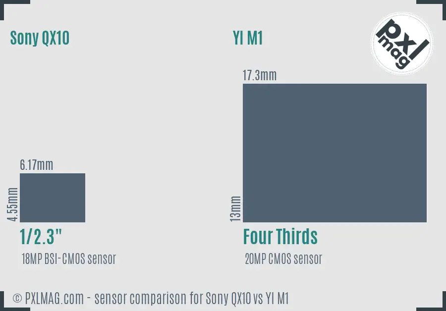 Sony QX10 vs YI M1 sensor size comparison