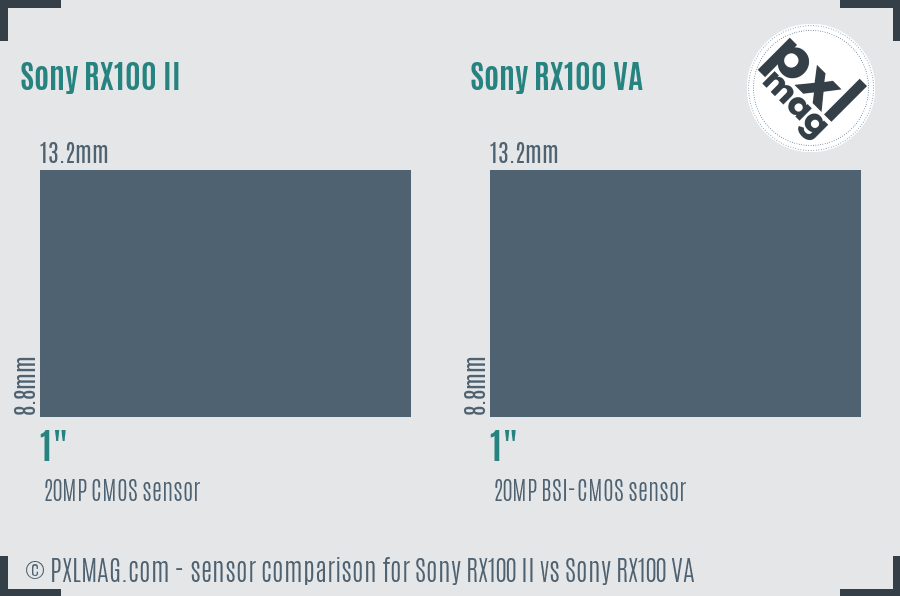 Sony RX100 II vs Sony RX100 VA sensor size comparison