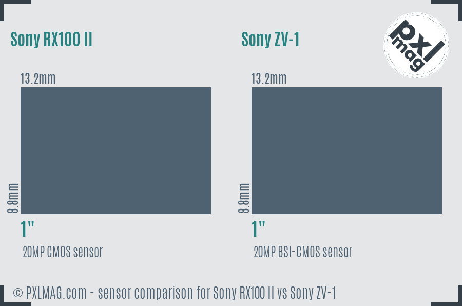 Sony RX100 II vs Sony ZV-1 sensor size comparison