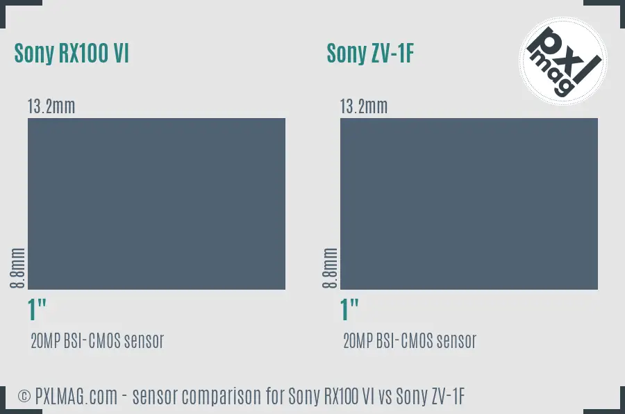 Sony RX100 VI vs Sony ZV-1F sensor size comparison