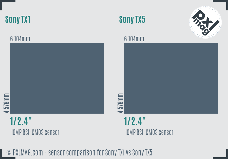 Sony TX1 vs Sony TX5 sensor size comparison