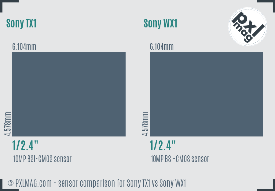 Sony TX1 vs Sony WX1 sensor size comparison