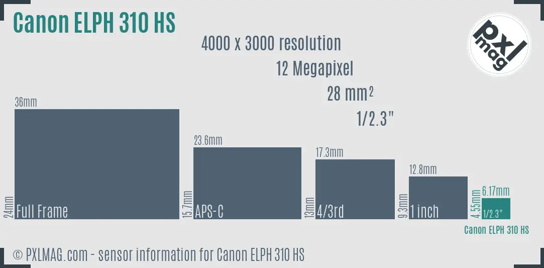 Canon ELPH 310 HS sensor size