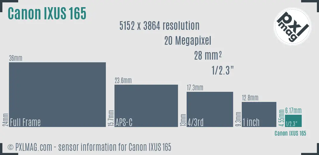 Canon IXUS 165 sensor size
