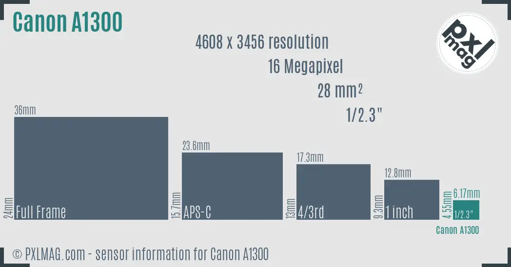 Canon PowerShot A1300 sensor size