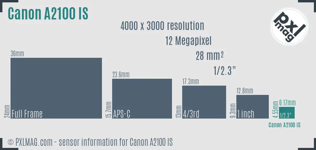 Canon PowerShot A2100 IS sensor size