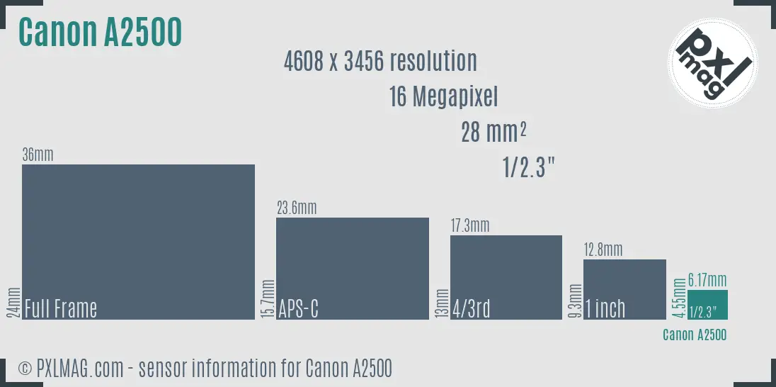 Canon PowerShot A2500 sensor size