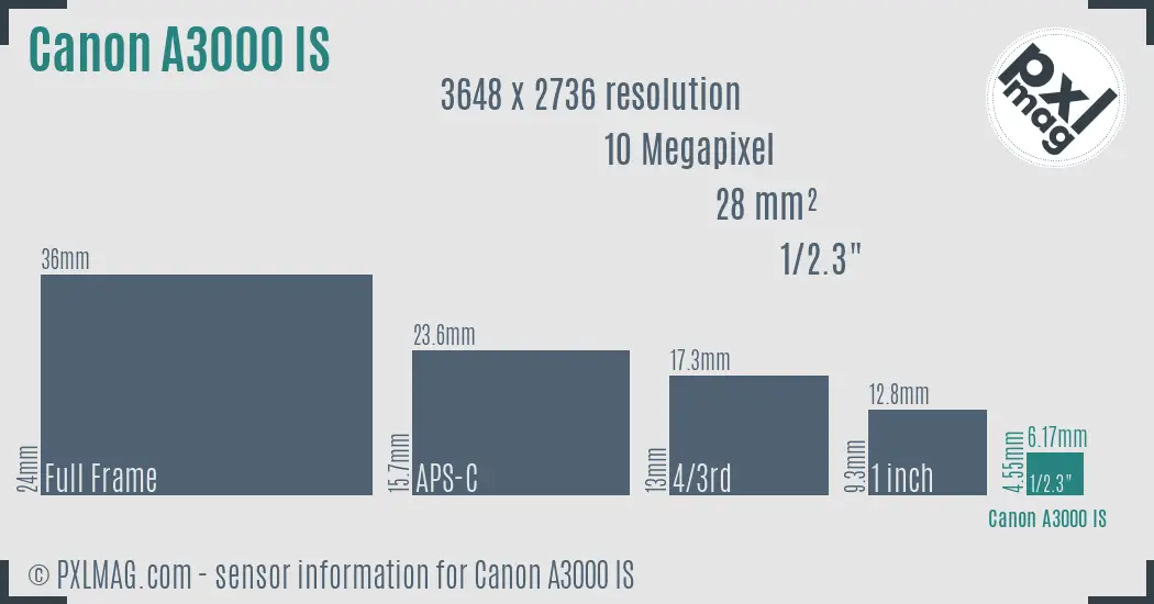 Canon PowerShot A3000 IS sensor size
