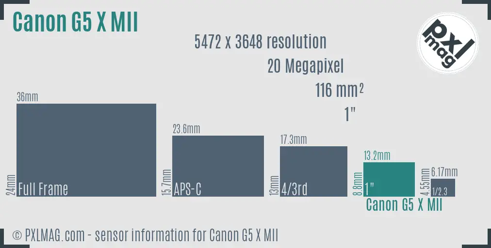 Canon PowerShot G5 X Mark II sensor size