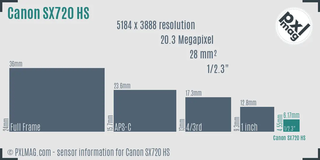 Canon PowerShot SX720 HS sensor size