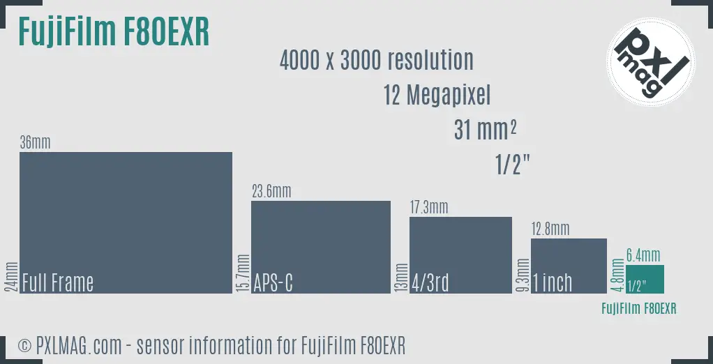 FujiFilm FinePix F80EXR sensor size