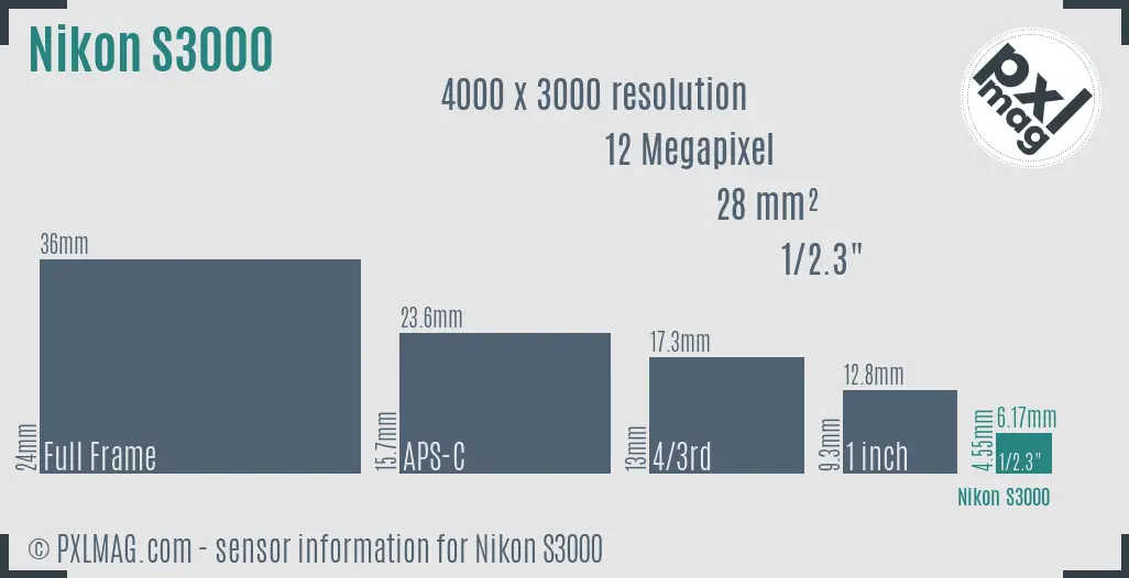 Nikon Coolpix S3000 sensor size