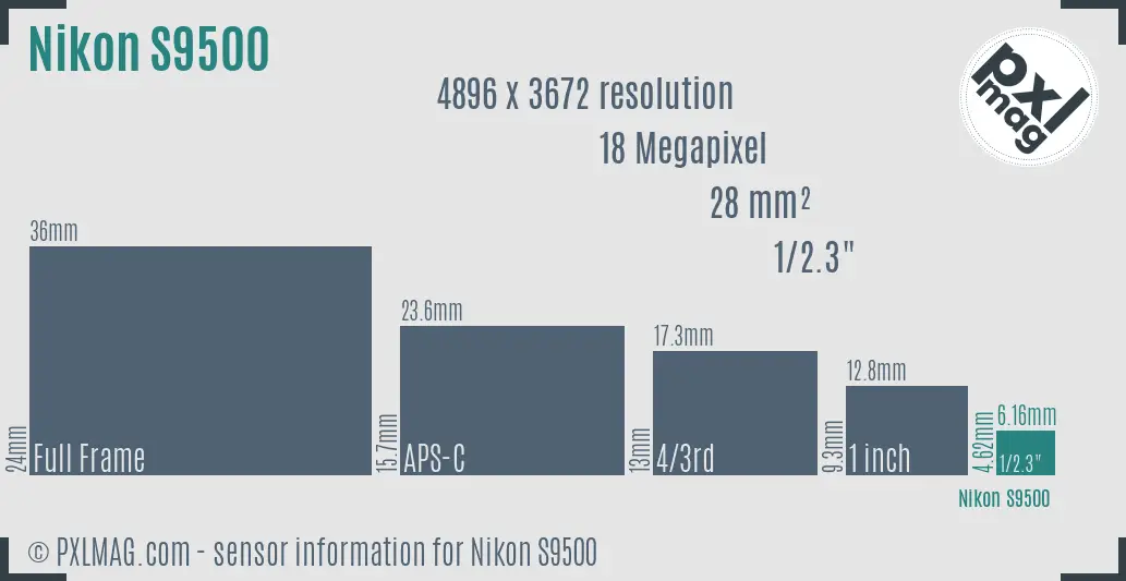 Nikon Coolpix S9500 sensor size