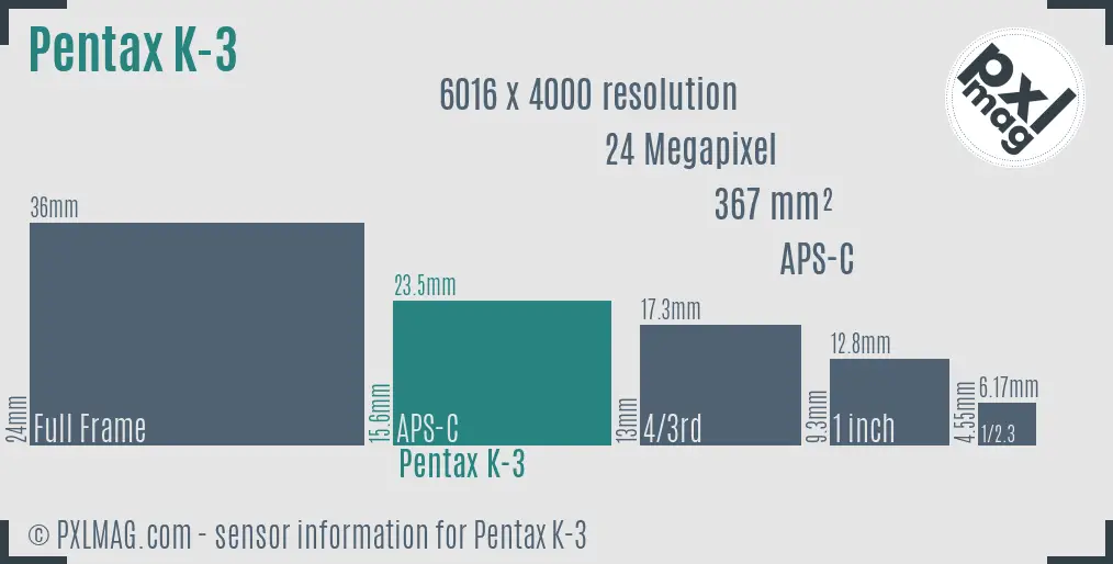 Pentax K-3 sensor size