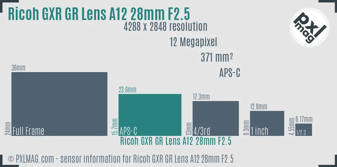 Ricoh GXR GR Lens A12 28mm F2.5 sensor size