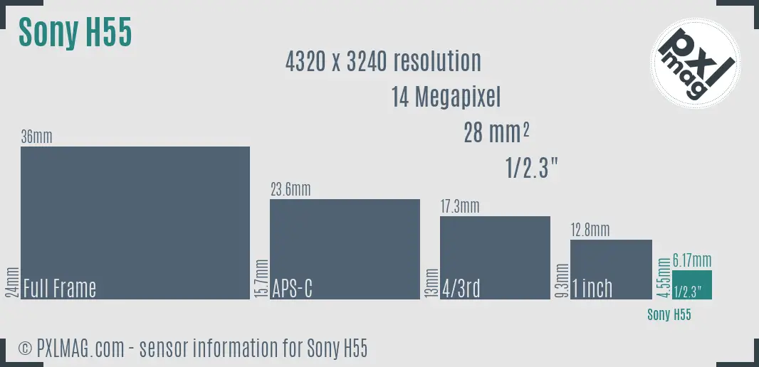 Sony Cyber-shot DSC-H55 sensor size