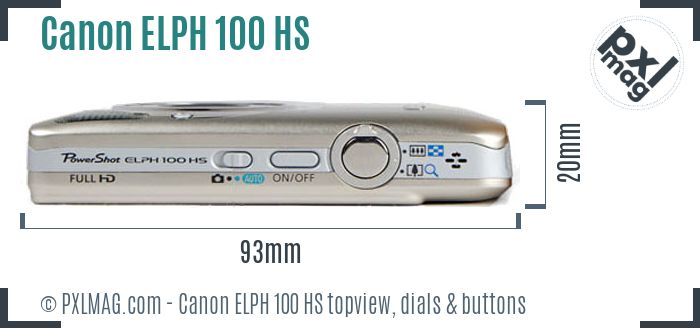 Canon ELPH 100 HS topview buttons dials