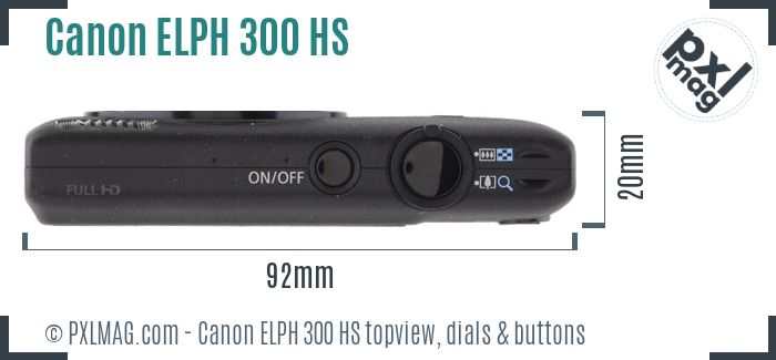 Canon ELPH 300 HS topview buttons dials