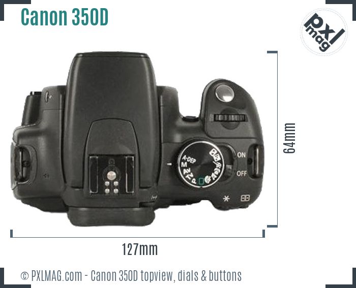 Canon EOS 350D topview buttons dials