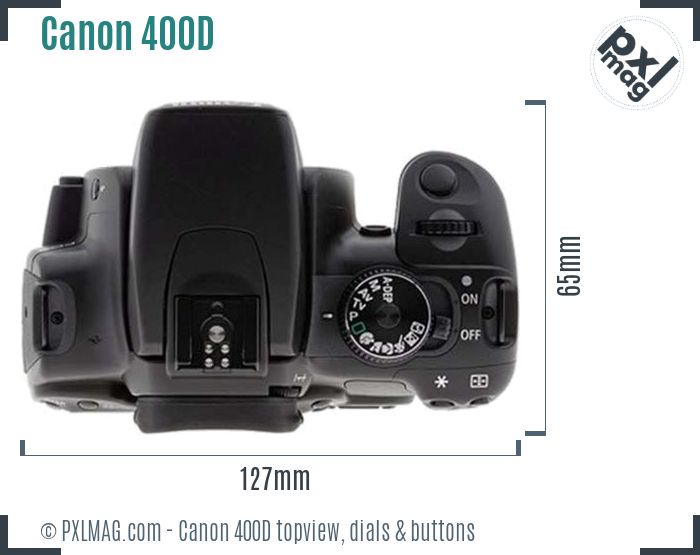 Canon EOS 400D topview buttons dials