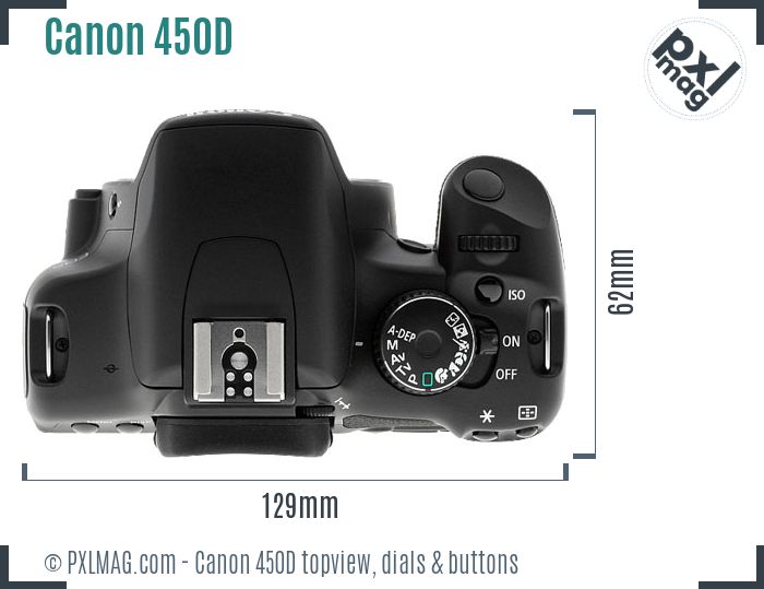 Canon EOS 450D topview buttons dials