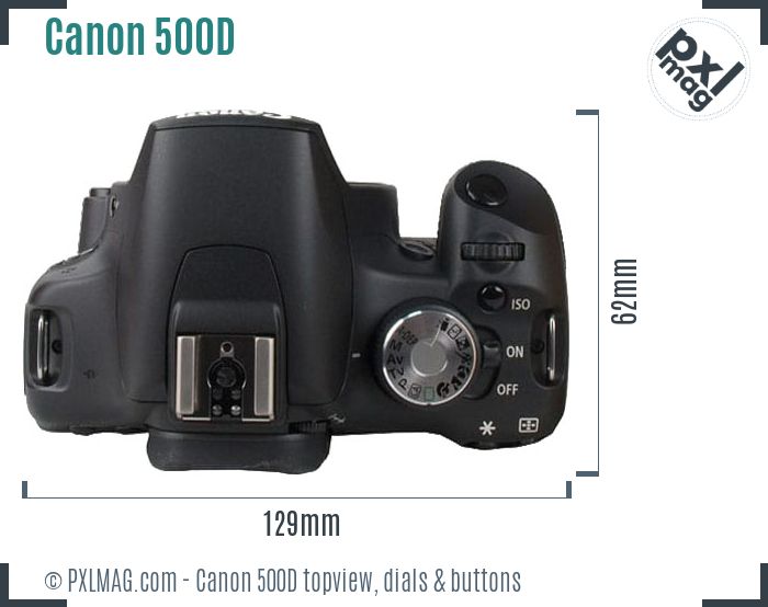 Canon EOS 500D topview buttons dials
