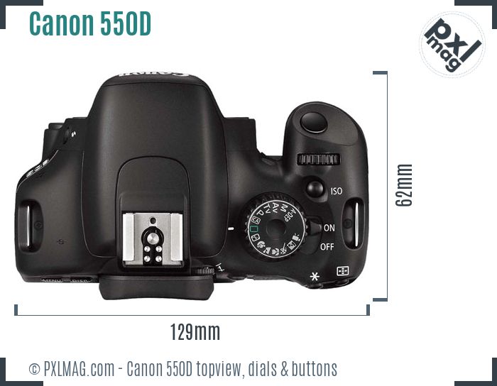 Canon EOS 550D topview buttons dials