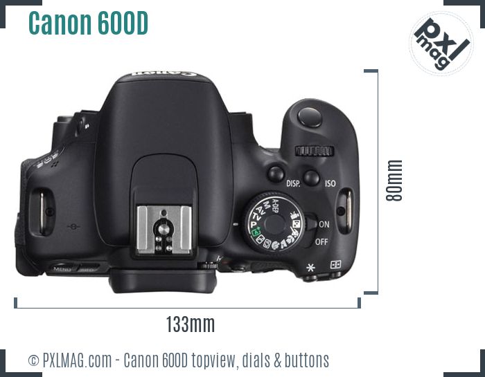 Canon EOS 600D topview buttons dials