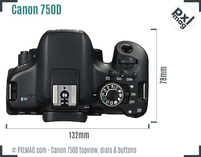 Canon EOS 750d topview buttons dials