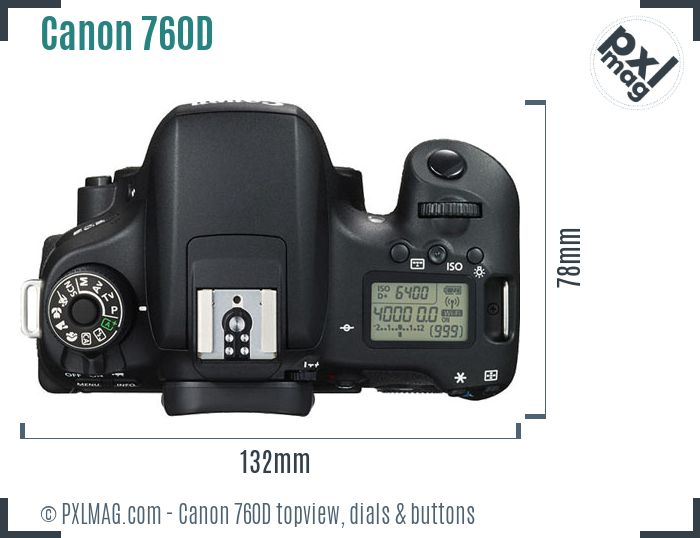 Canon EOS 760D topview buttons dials