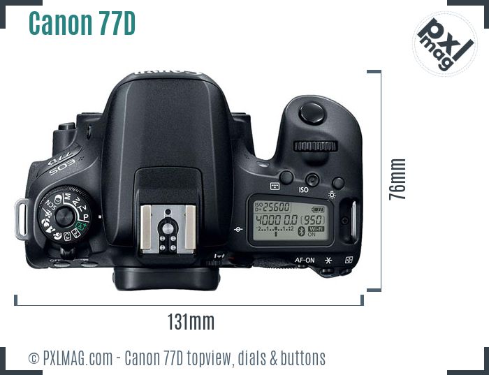 Canon EOS 77D topview buttons dials