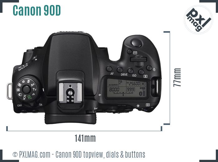 Canon EOS 90D topview buttons dials