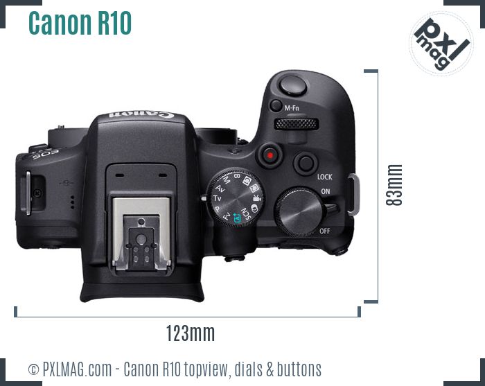 Canon EOS R10 topview buttons dials
