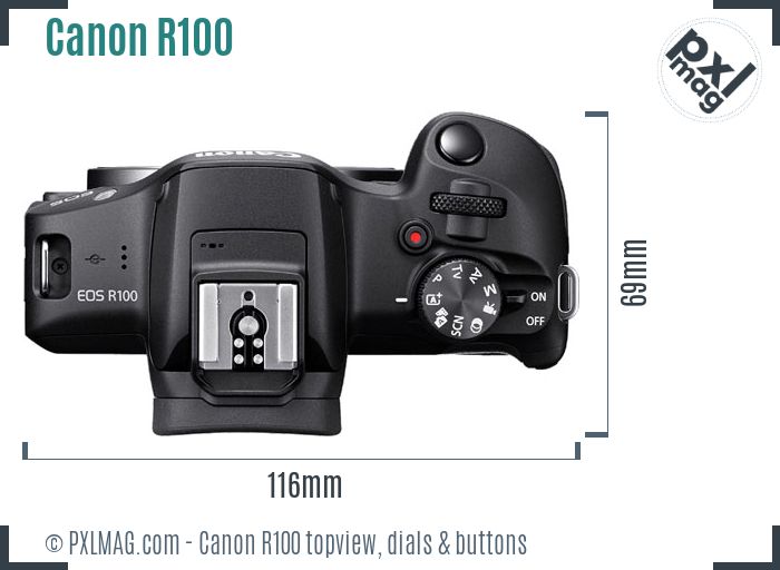 Canon EOS R100 topview buttons dials