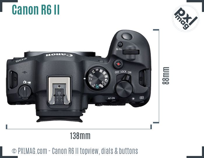 Canon EOS R6 Mark II topview buttons dials