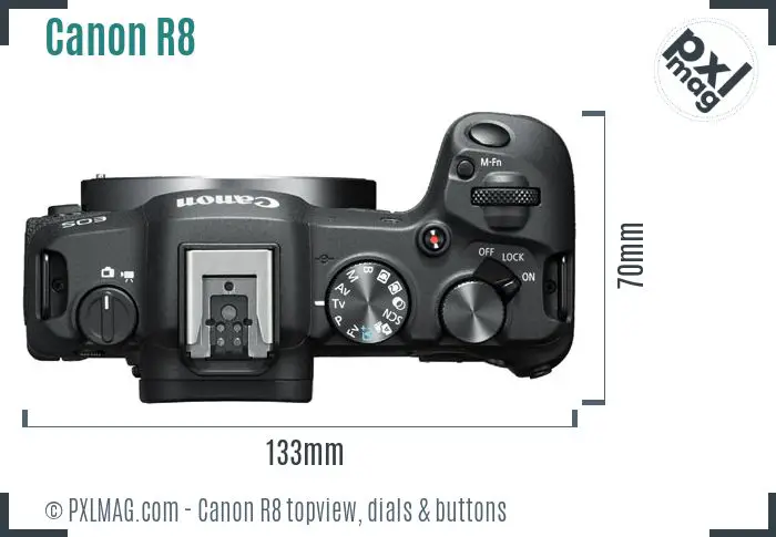 Canon EOS R8 topview buttons dials